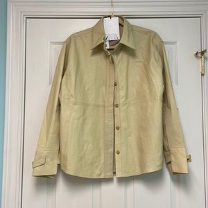 NWT Alabaster leather shirt jacket by ZARA